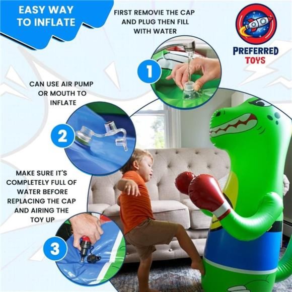 Inflatable Punching Bag  Dinosaur with Instant Bounce Back Movement (47” Height) - Picture 6 of 6